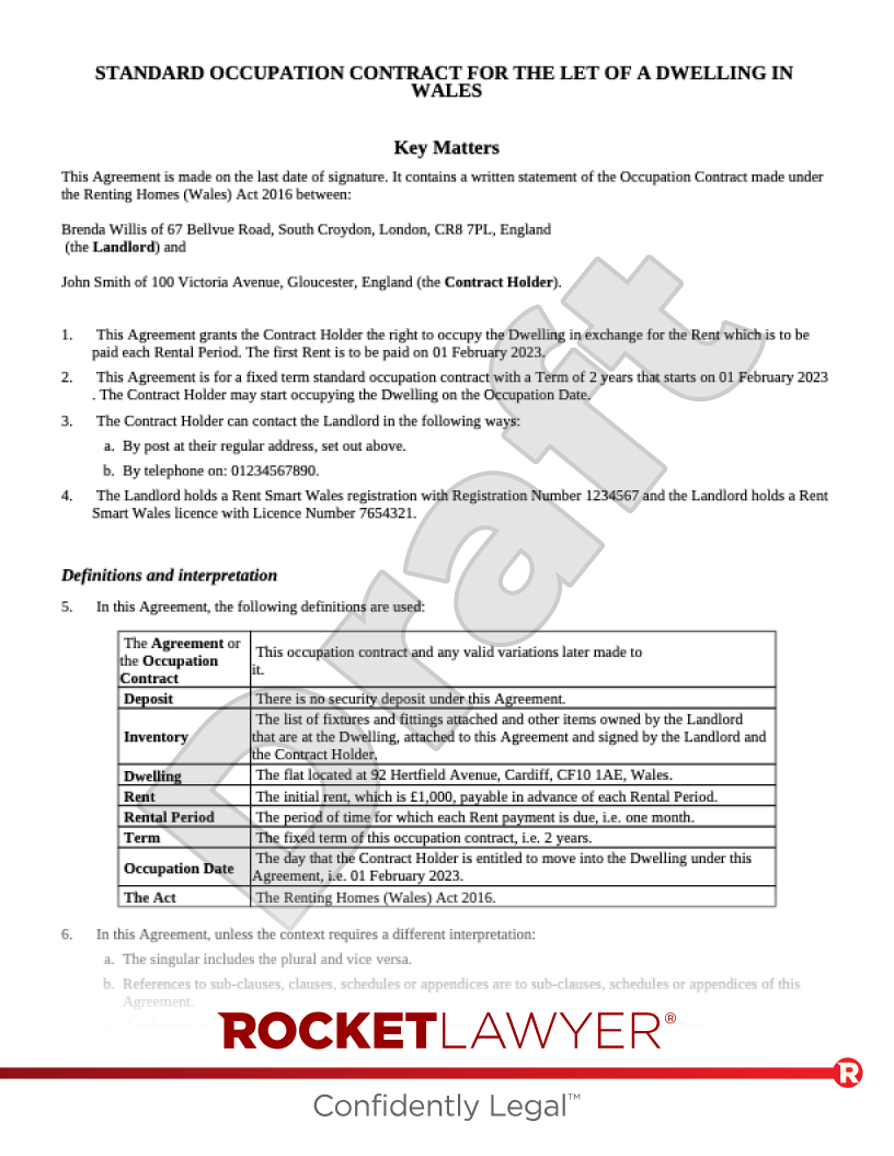 Occupation Contract Flat Template Rocket Lawyer UK